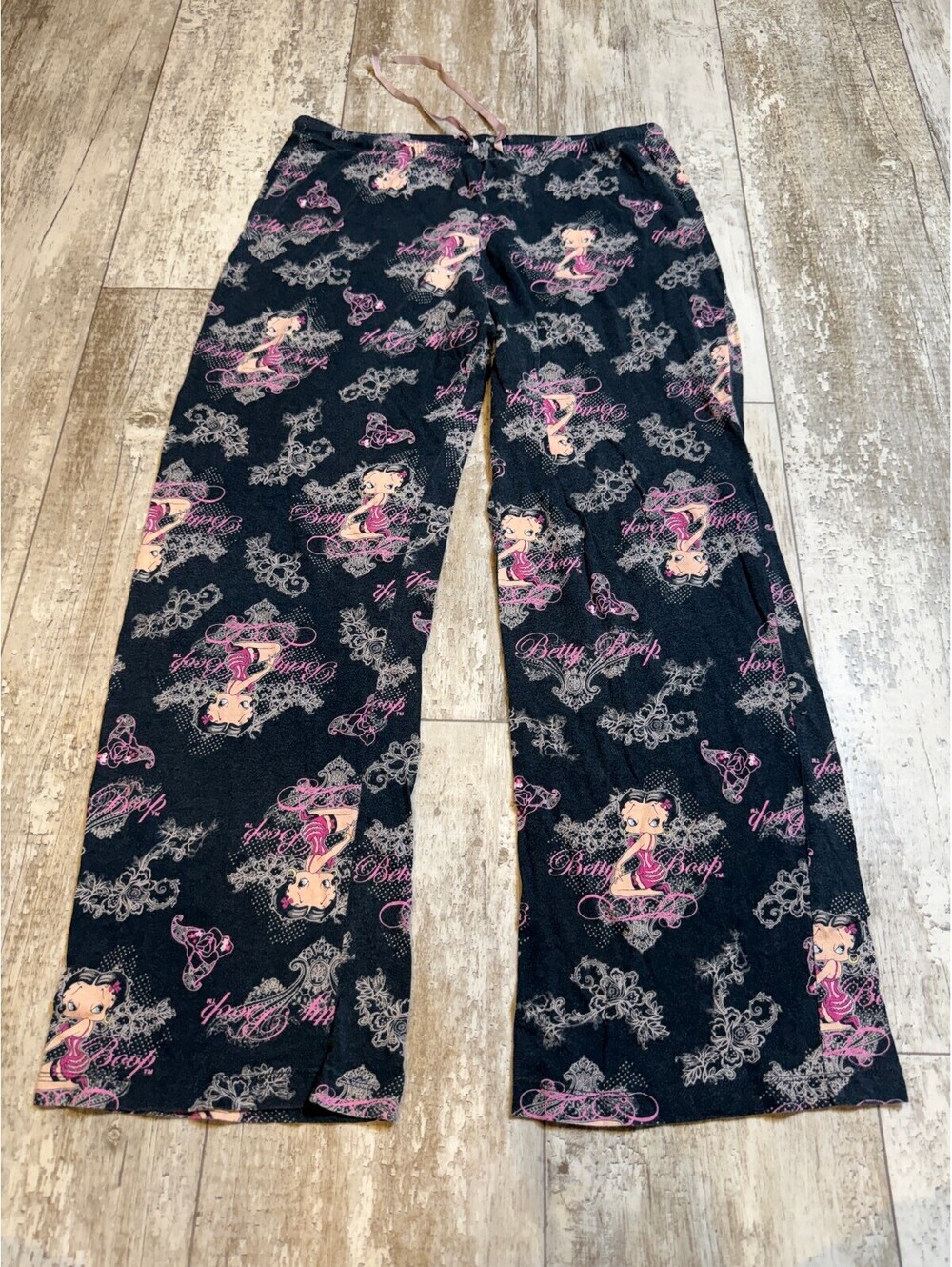 Betty Boop Womens M Pajama Pants Black Pink Y2K Sleepwear Lounge